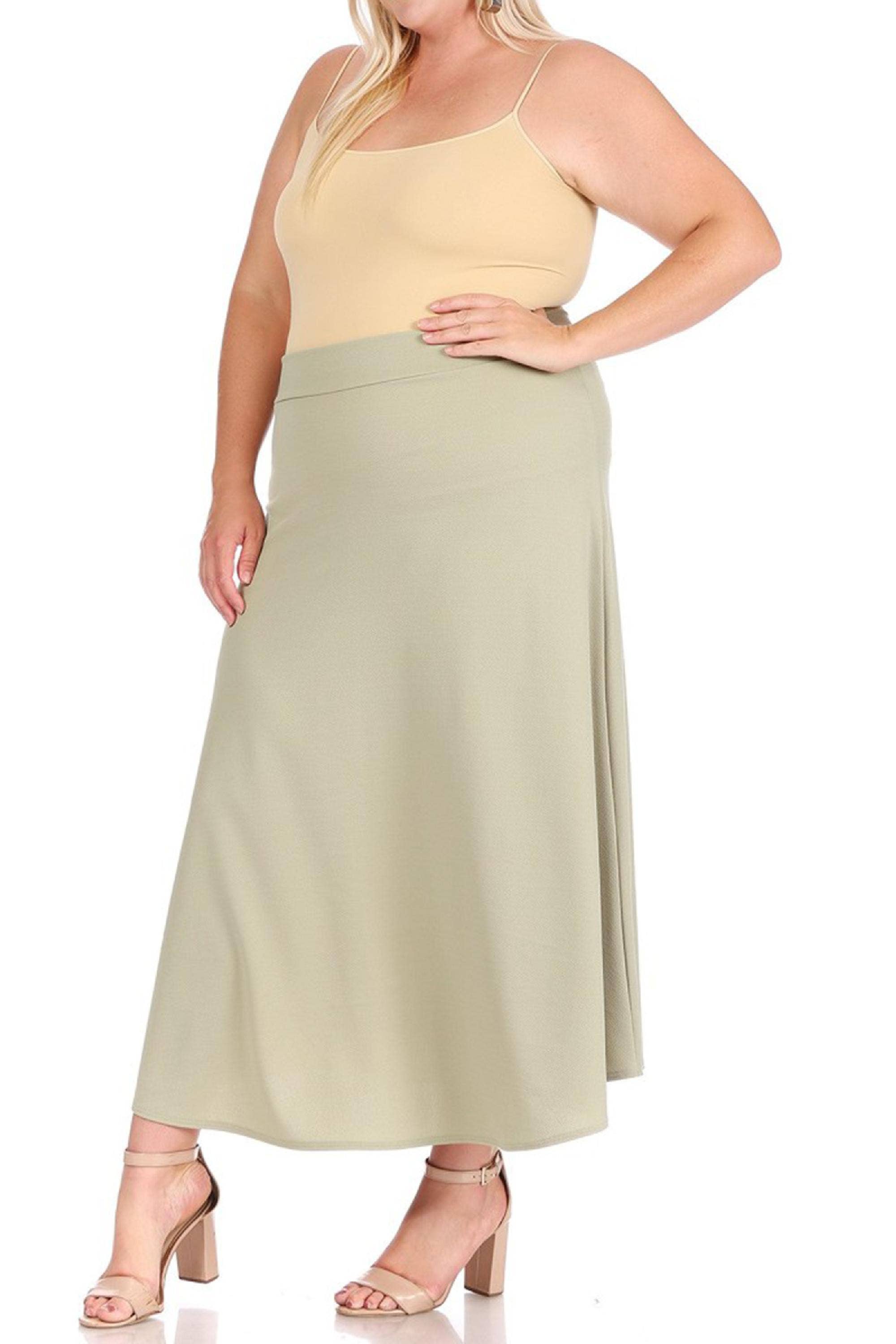 MOA COLLECTION - Wholesale Skirt - Women's - Women's Plus Size Flare A-line Long Skirt23