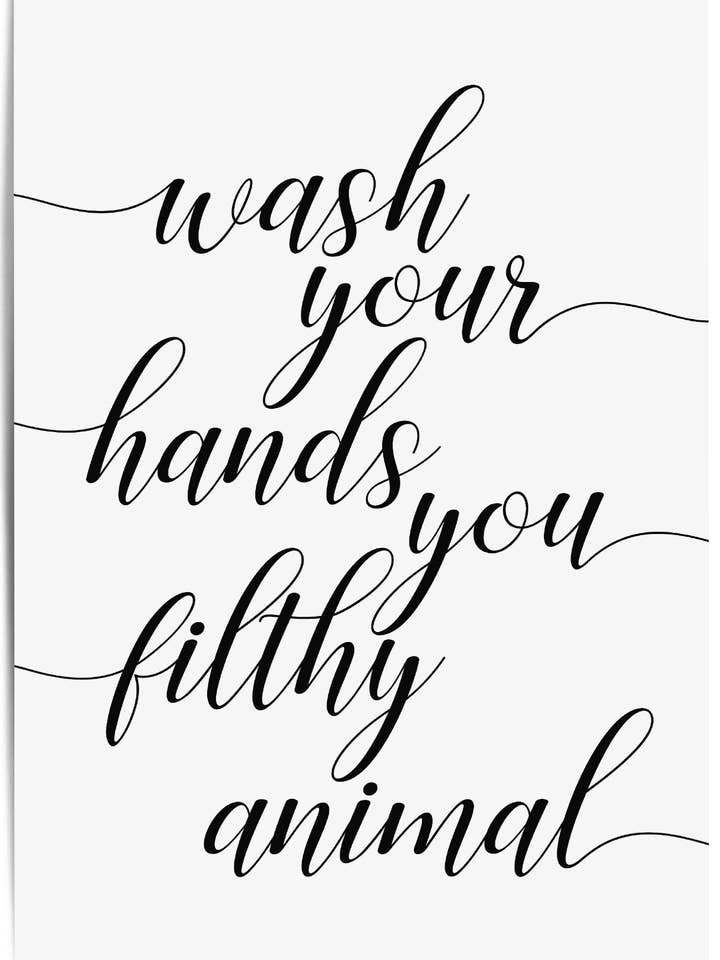 Lava as Mãos Seu Animal Imundo Impressão Divertida para Casa de Banho por atacado de THE WALL HABITAT