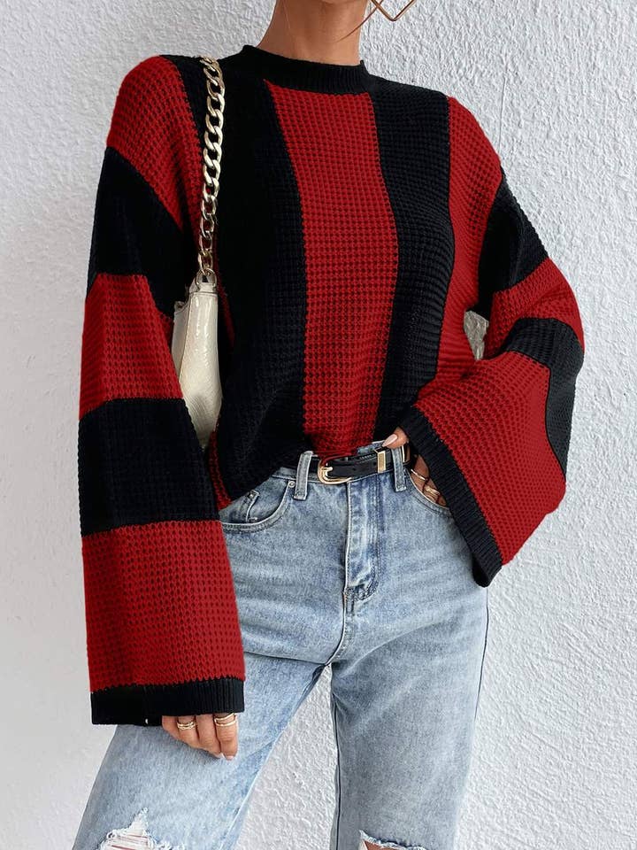 two tone drop shoulder sweater for wholesale by Fashion Combination