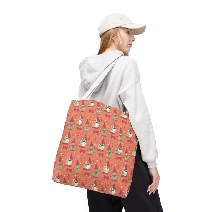 Happythings76 - Wholesale Tote Bag - Women's - Christmas Cactus Gnome Gift Tote Bag — Cute Holiday Carry-All 🎁✨12