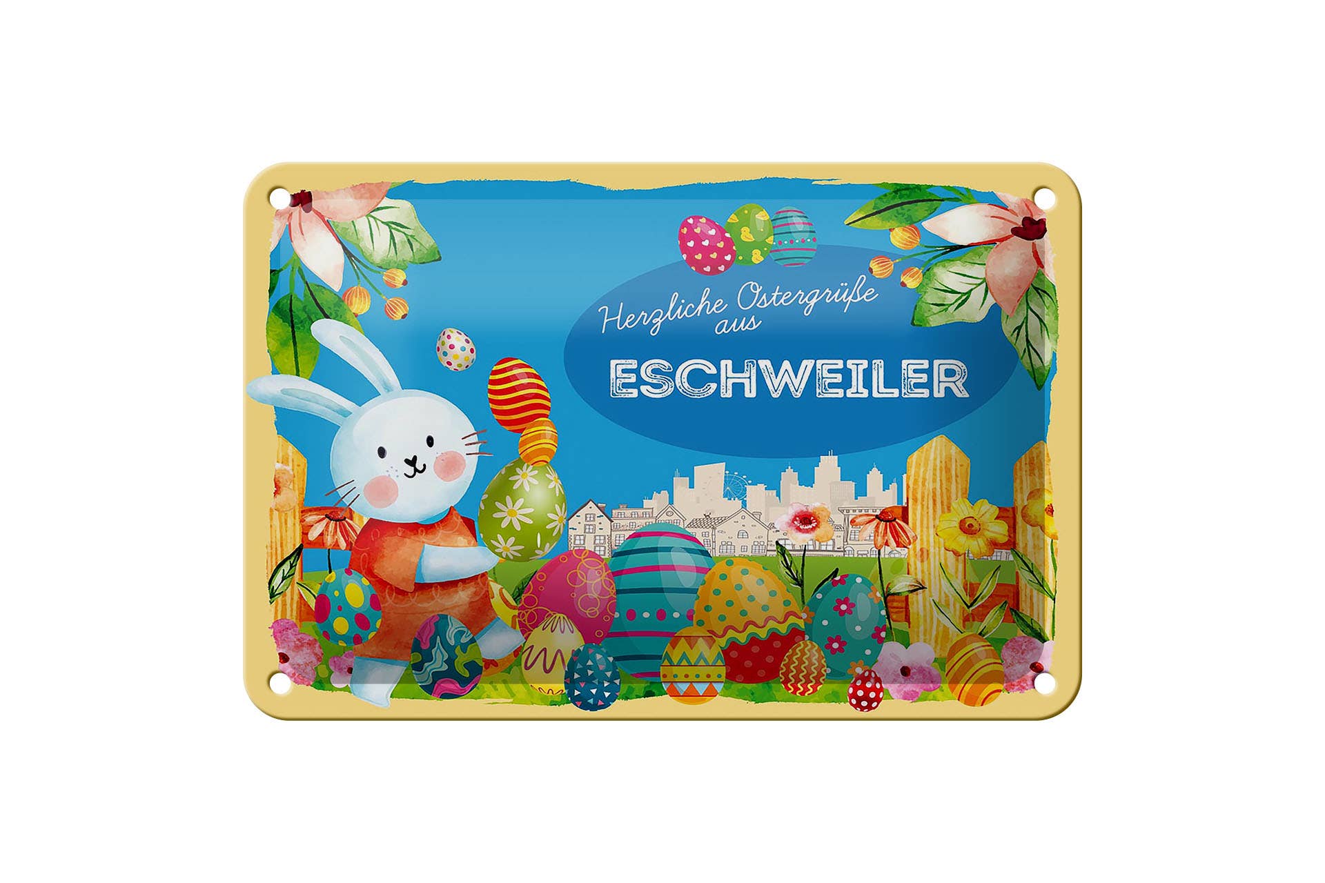 Femer – wholesale Skylt – Eschweiler Deco påskhälsningar 18x12cm plåtskylt0