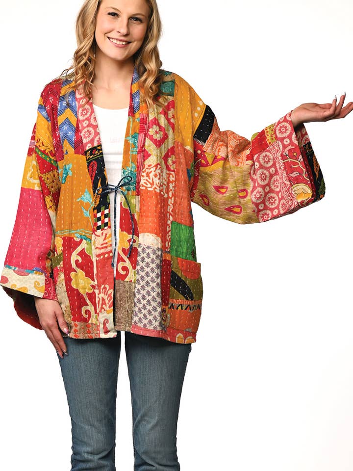Sevya Handmade - Vendita all'ingrosso Kimono - Donna - Giacca Kimono Kantha reversibile in cotone9