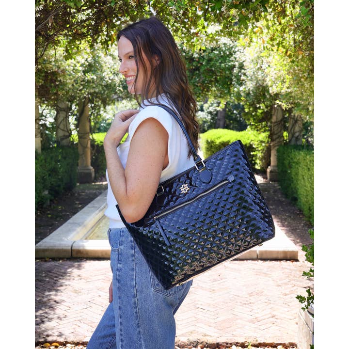 Caroline Hill - Wholesale Tote Bag - Women's - Jayden Tote Black Patent SQ12