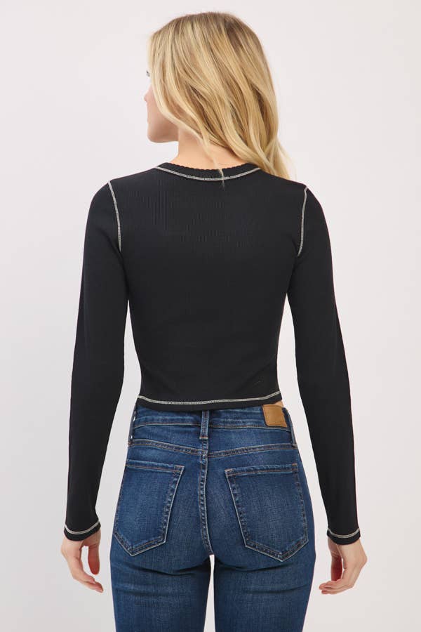 Heart & Hips - Wholesale Knit Top - Women's - RT56662L - LONG SLV CREW NK W/SCALLOPED EDGE2