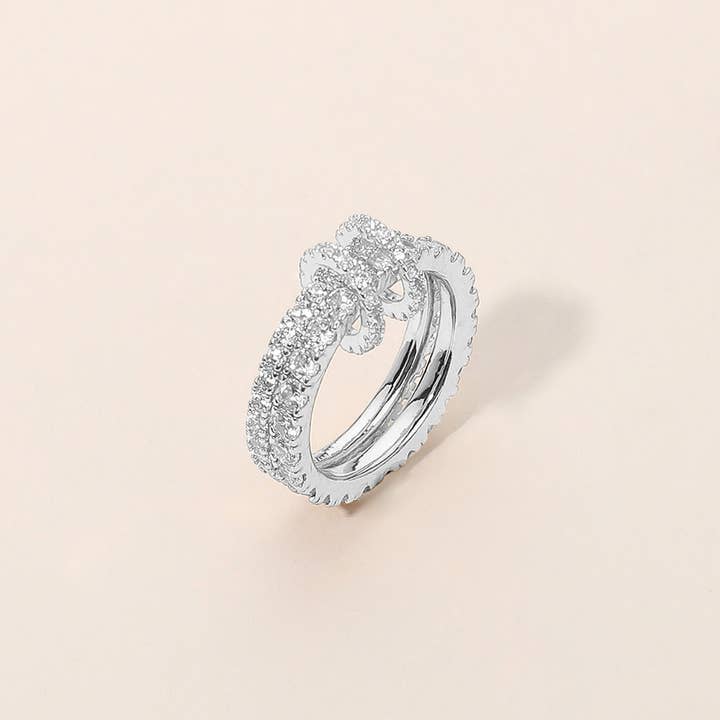 Sensibling Corp. - Wholesale Multi-Stone Ring - Two Tone Stone Paved Interlocking Double Band Ring4