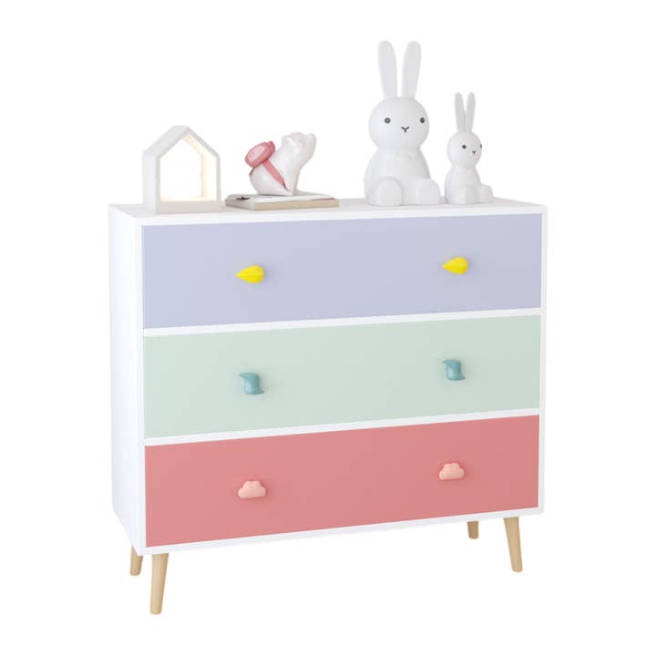 39F Inc. - Wholesale Bedroom Furniture - Colorful Kids 3-Drawer Dresser Storage Cabinet for Bedroom29