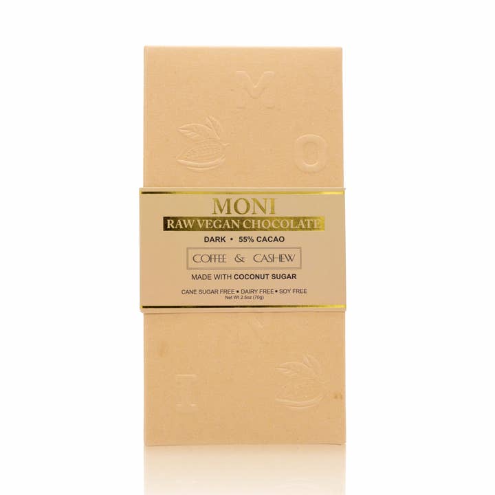 Dark Raw Vegan 55% Cacao Coffee and Cashew for wholesale by MONI
