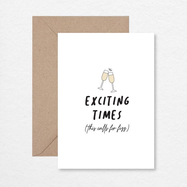 Tempos emocionantes (isso chama para Fizz) Cartão de felicitações A6 por atacado de EK DESIGN