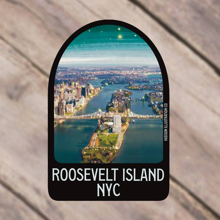 Roosevelt Island NYC - Autocollant/Magnet/Imprimé/Cartes postales pour la vente par Hudson Illustration Co - About Town Co