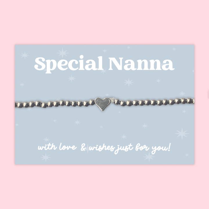 Special Nanna- Heart Beaded Stretch Charm Bracelet - J028B for wholesale by WishStrings