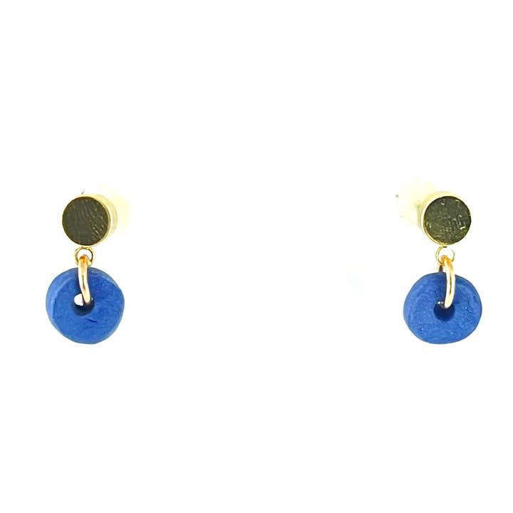 Dark blue - Tiered ceramic donut stud | gold for wholesale by NB MAKES