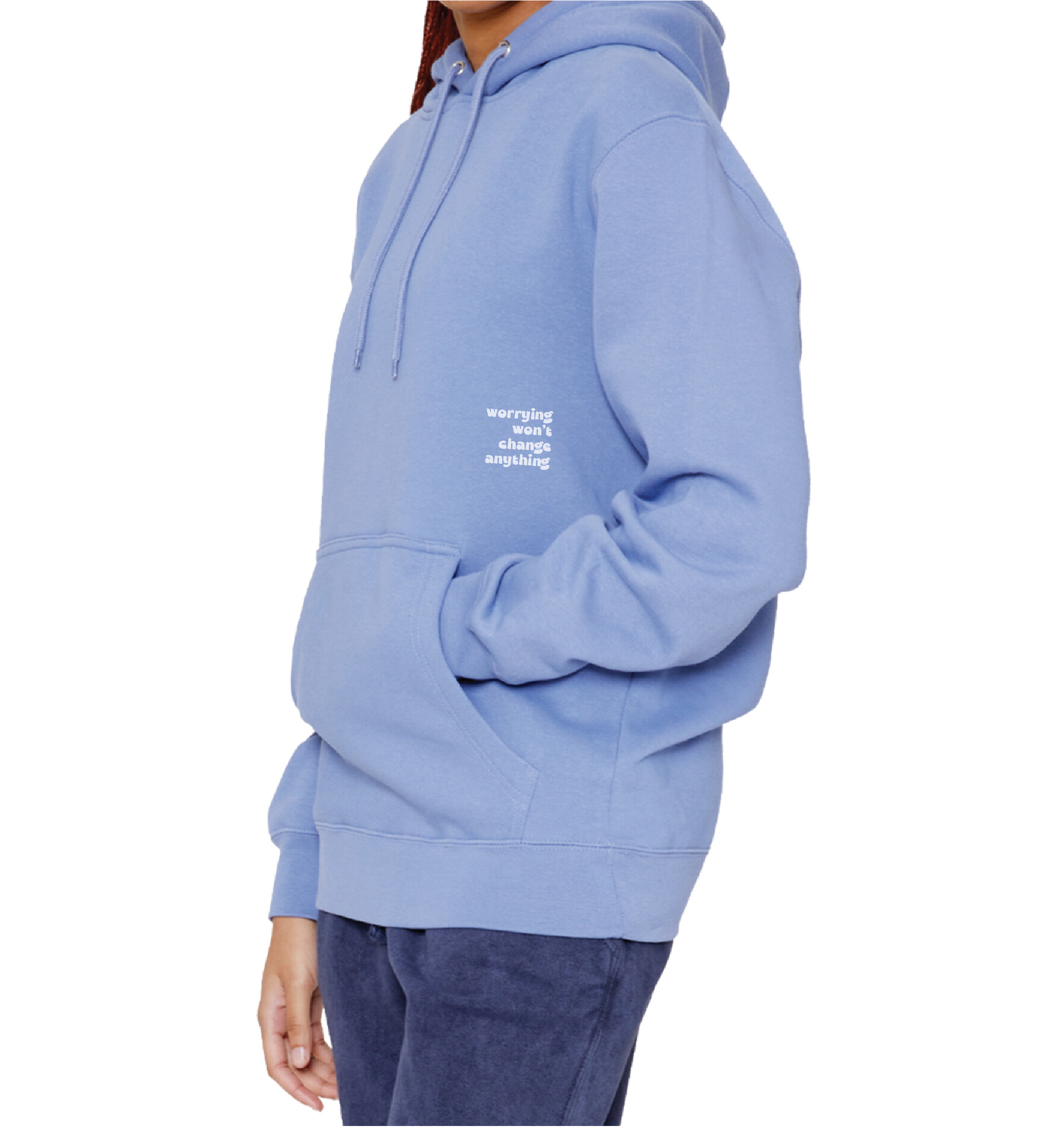 Rad Vibes Only - Wholesale Hoodie - Dames - Maak je geen zorgen over de kleine dingen Blauwe Minimal Smiley schattige hoodie1