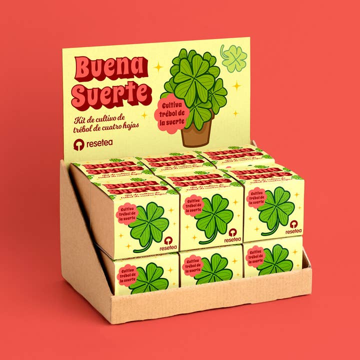 Good Luck Display – Four-Leaf Clover Growing Kit for wholesale by Resetea