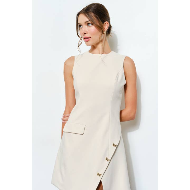 INA - Wholesale Dress - Women's - Asymmetrical Mini Dress with Bow Accents