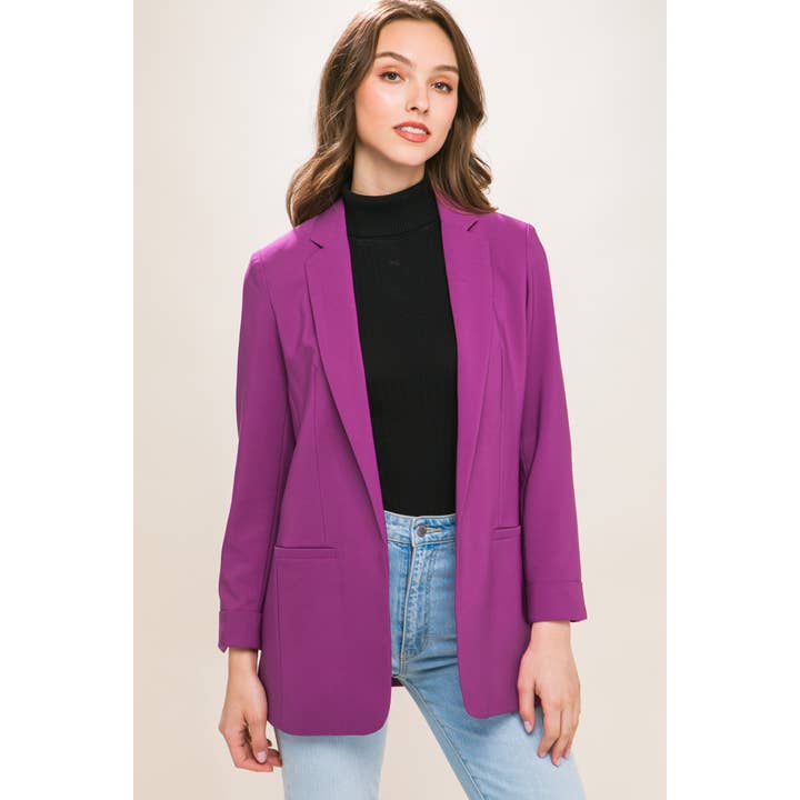 Blazer de vertigem sólida por atacado de Baie Bleue