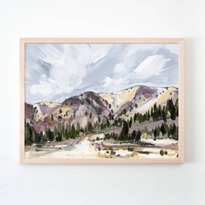 Blaue Himmel Berglandschaft Kunst Druck - Big Cottonwood für den Großhandel von Laurie Anne Art