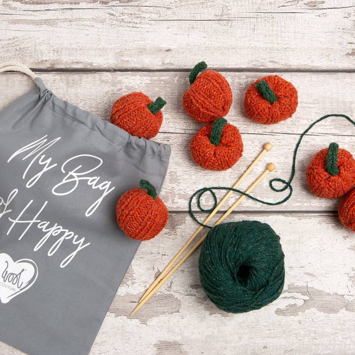 Wool Couture Company - Wholesale Knitting/Crochet Supplies - Mini Knitted Pumpkin Kit Halloween2