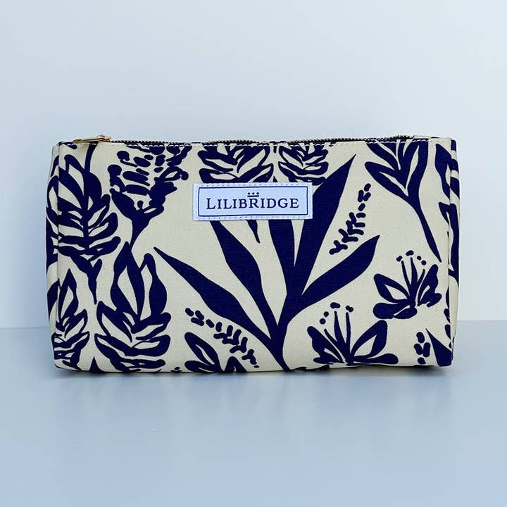 The Makeup Bag, Island Garden Navy for wholesale by Lilibridge