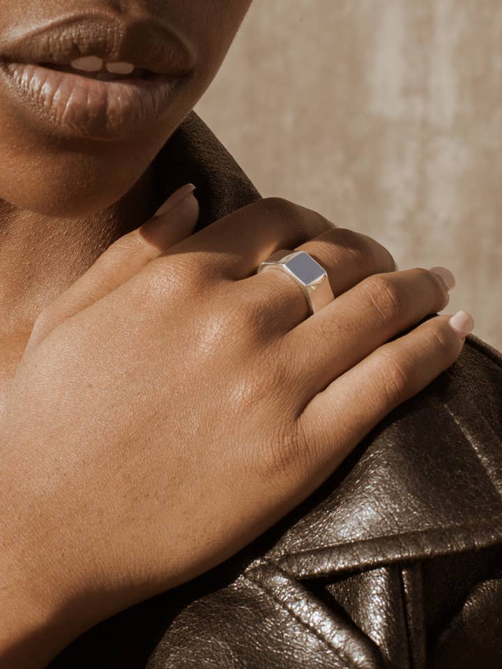 Silver Square Signet Ring for wholesale by RIIA