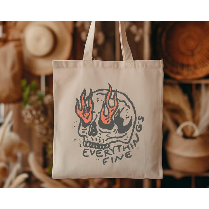Everything is fine Skeleton Tote Bag por atacado de Eleven Fashion