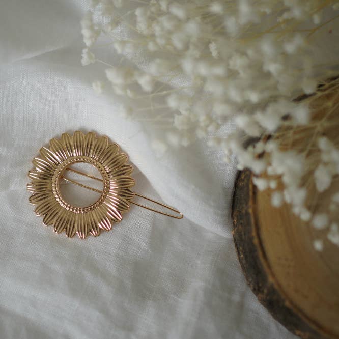 Claudia Haarspange, rund, goldfarben für den Großhandel von Bohomane