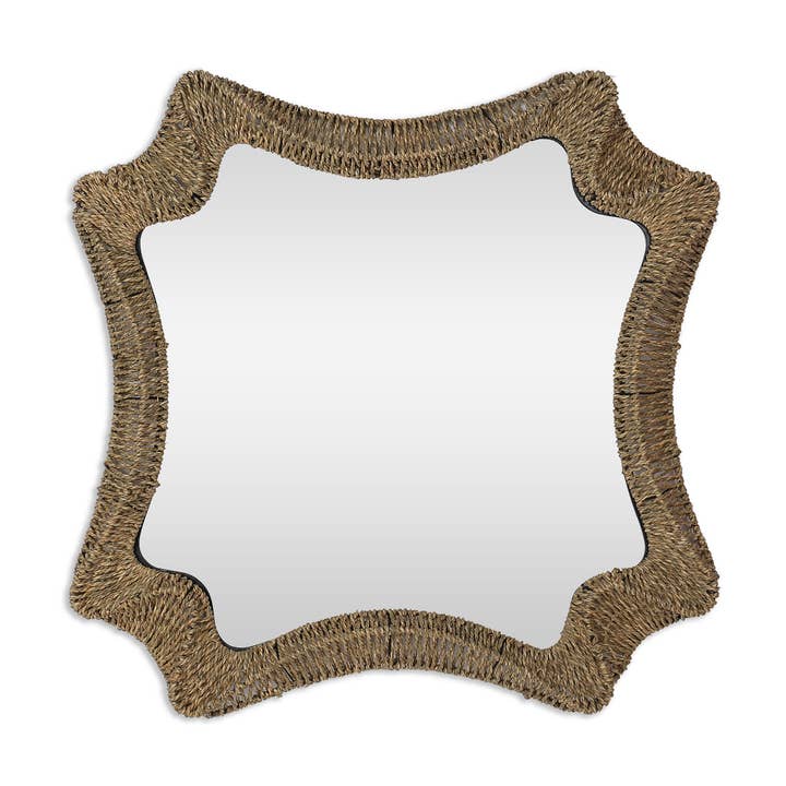 Espejo Decorativo Flotante con Marco de Cuerda Abstracta Marrón de 38" para venta al por mayor de HomeRoots