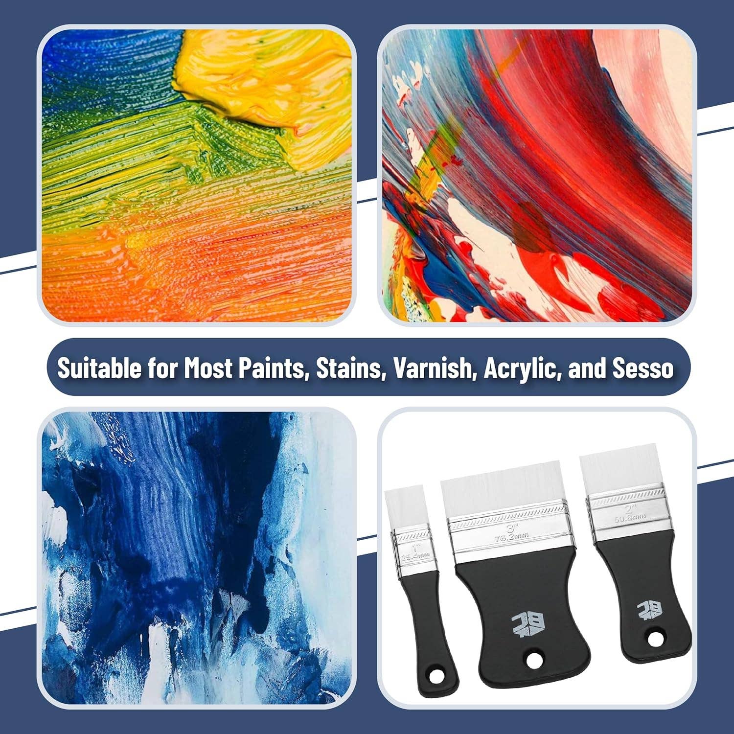 Bates Choice – wholesale Paint/wax brush – Bates- Flat Paddle Paint Brush Set, 3 Pack4