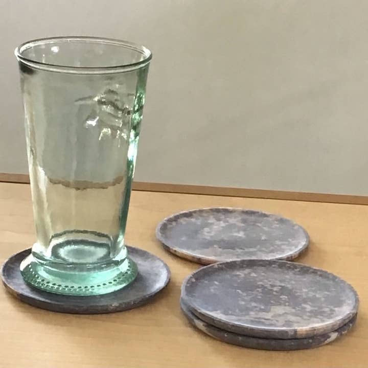 Soapstone Round Coasters 3" Set/4 for wholesale by natural habitat