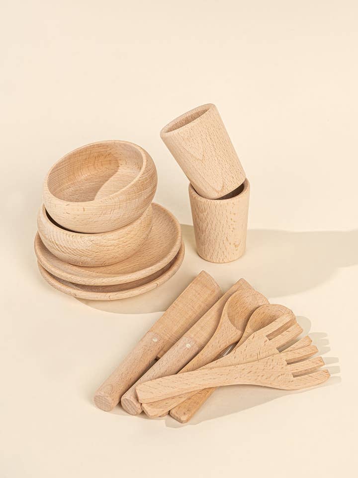 Wooden Dinnerware Playset (12 Pcs) for wholesale by Coco Village