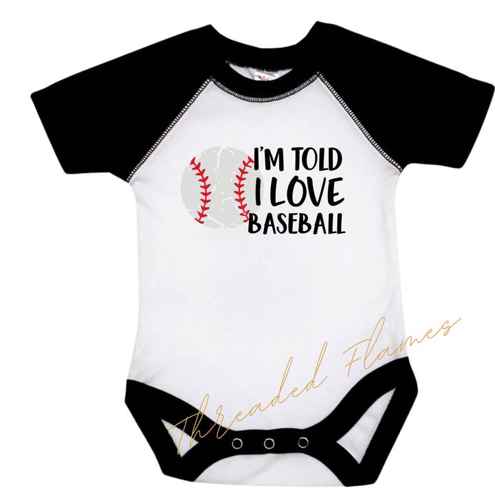 Sew Impress Me - Wholesale Bodysuit (Non-Footed) - Baby - I'm Told I Love Baseball Baby Onesie | Baby Apparel Clothing1