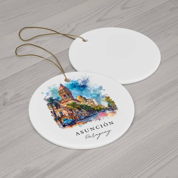 Premium Travel Art - Wholesale Ornament - Asunción Paraguay Ornament: Unique Asunción Souvenir, Asunción Xmas Decor, and Authentic Asunción Paraguay Christmas Gift1