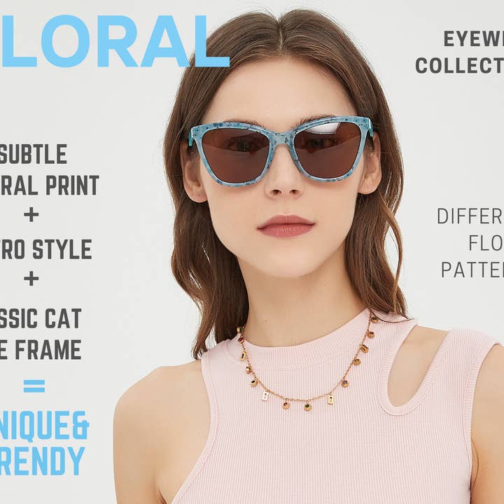 Leafael LLC - Wholesale Sunglasses - Women's - Sunglasses Womens Trendy Retro Floral Design | Polarized Lens UV400 Protection | Classic Cat Eye Frame | Casual & Active Wear7