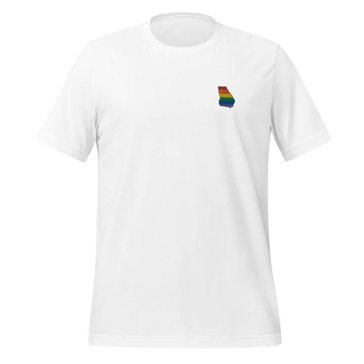 Georgia Rainbow Embroidered Unisex T-Shirt for wholesale by Gay Pride Apparel