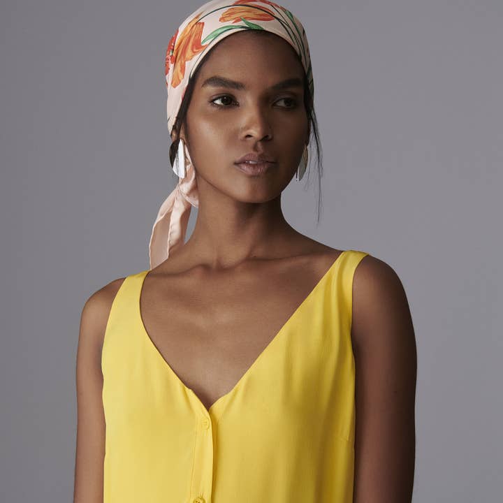 Lenço de seda sarja tulipa impressão por atacado de desde