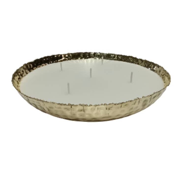 Indriya Home - Wholesale Votive Candle - Urli shaped Hammered Metal Holiday Candle – Gold & Silver1