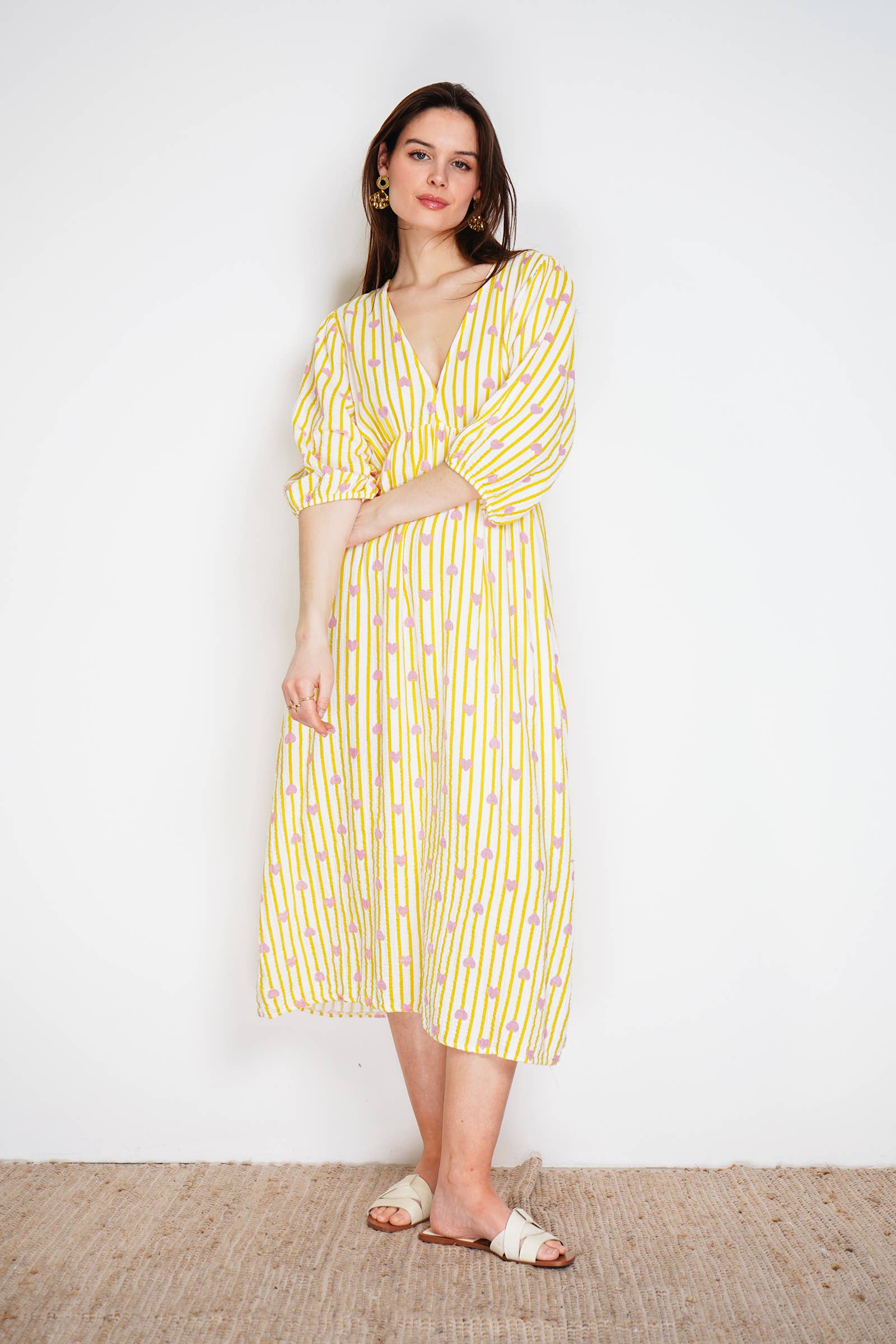 NOELINE – wholesale Dress – Women's – Printed cotton gauze dress 2394-HEART8