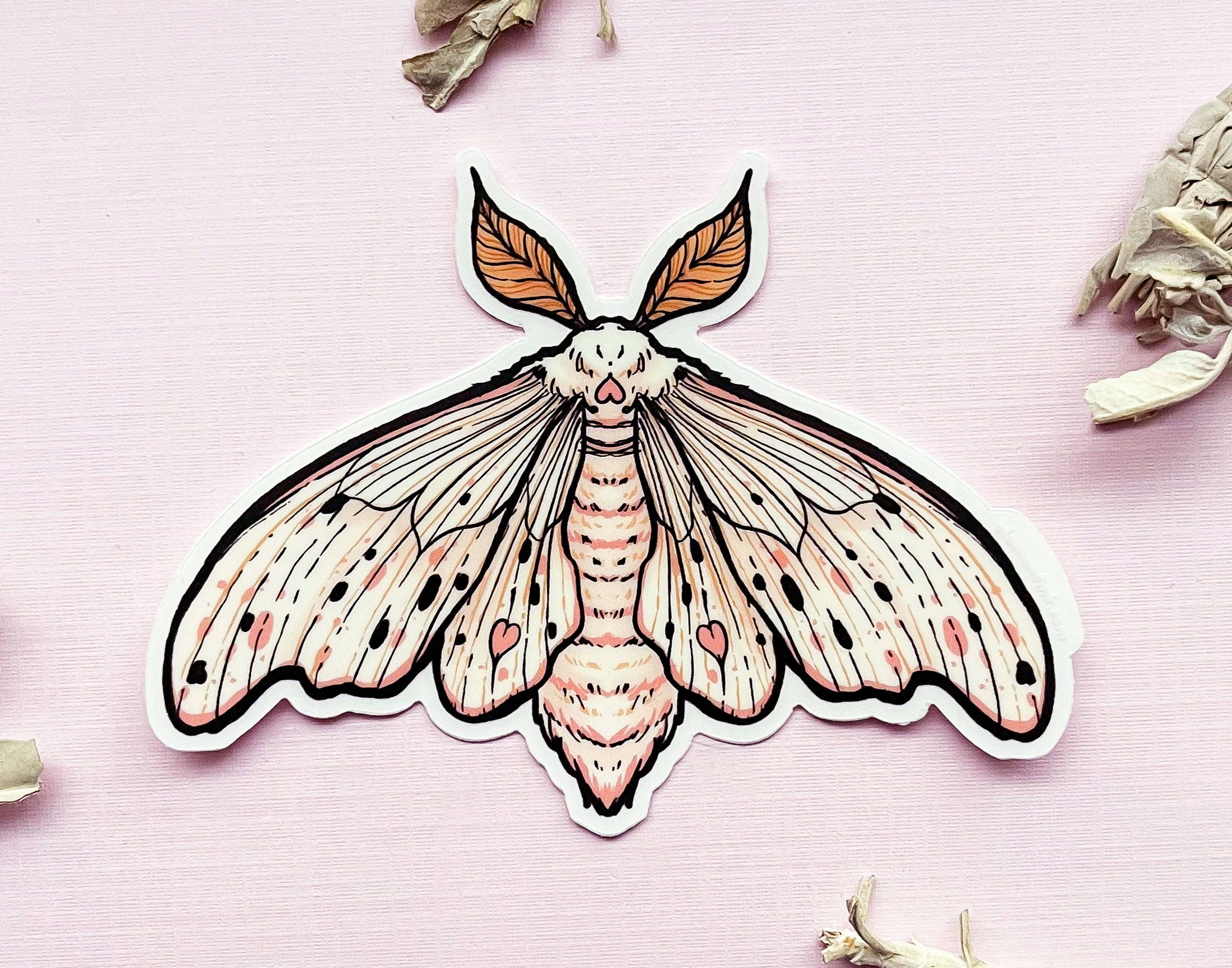 Alum and Ink - Wholesale Sticker - Poodle Moth (Domestic Silk Moth, Bombyx mori) Clear Vinyl Sticker4