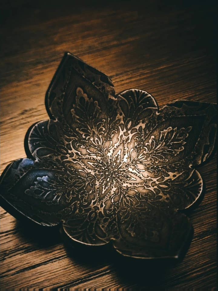 Dark visions, Henbane blossom candle holder for wholesale by Troll Cunning Forge