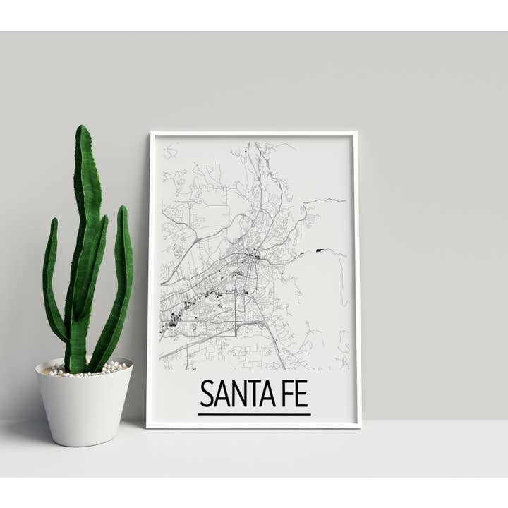 8" x 10" Santa Fe Map Print - Art Deco Style for wholesale by ILIKEMAPS