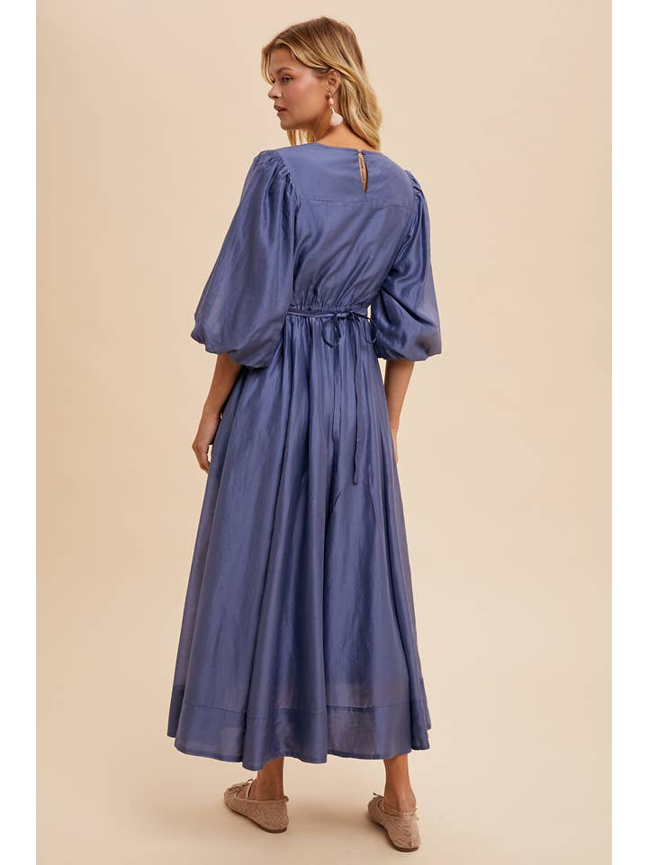 In Loom - Vente Robe – femme - Robe évasée en Tencel avec manches bouffantes3