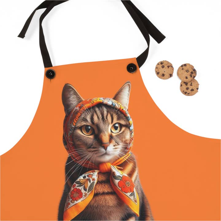 Babushka Cat Apron, Pierogi Tabby Cat for wholesale by Babushka Cat
