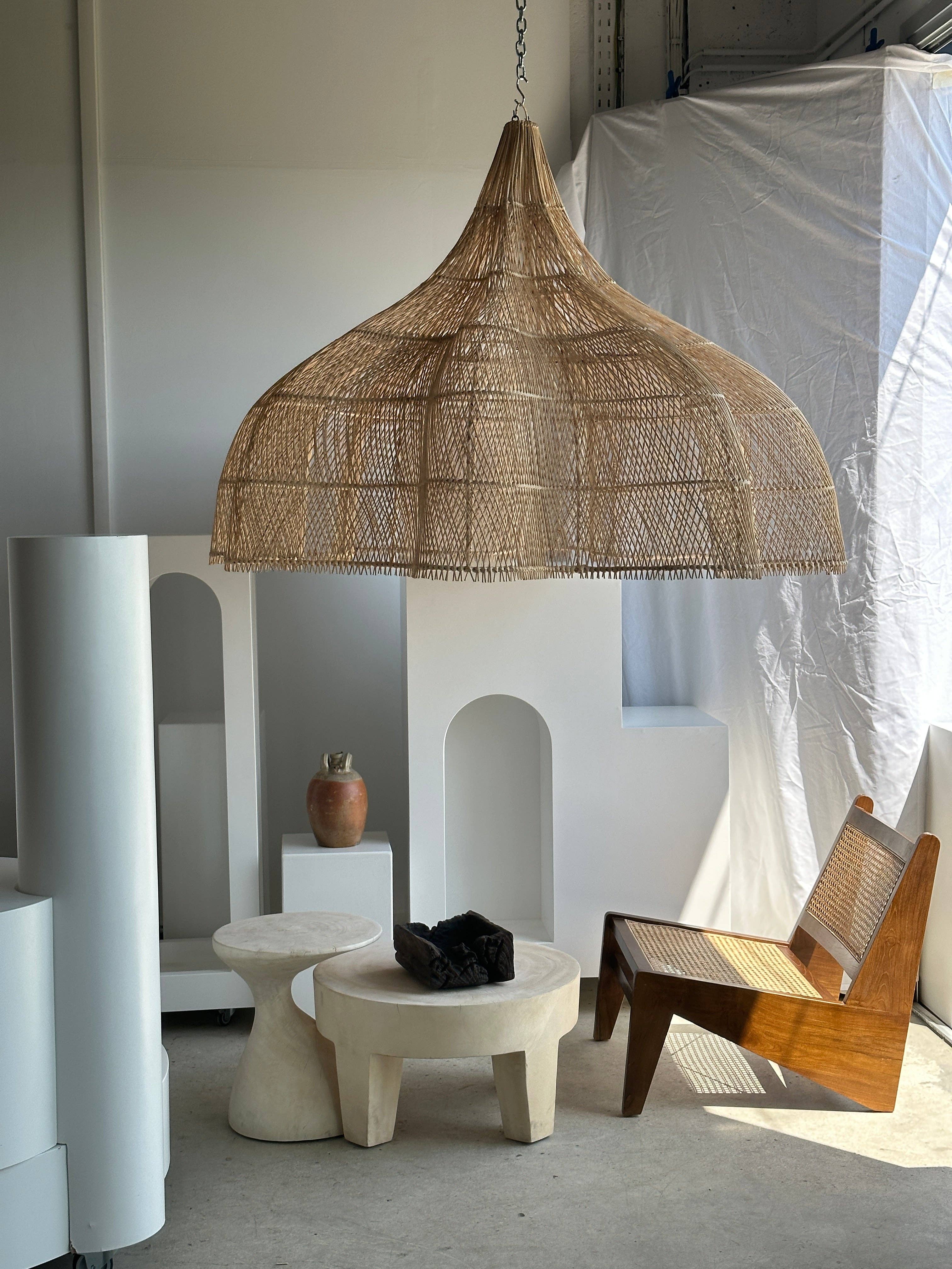 Office Objets - Wholesale Chandelier/Hanging Light - Immense rattan suspension in the shape of a flower, tulip, corolla H:1m; D:1m5078