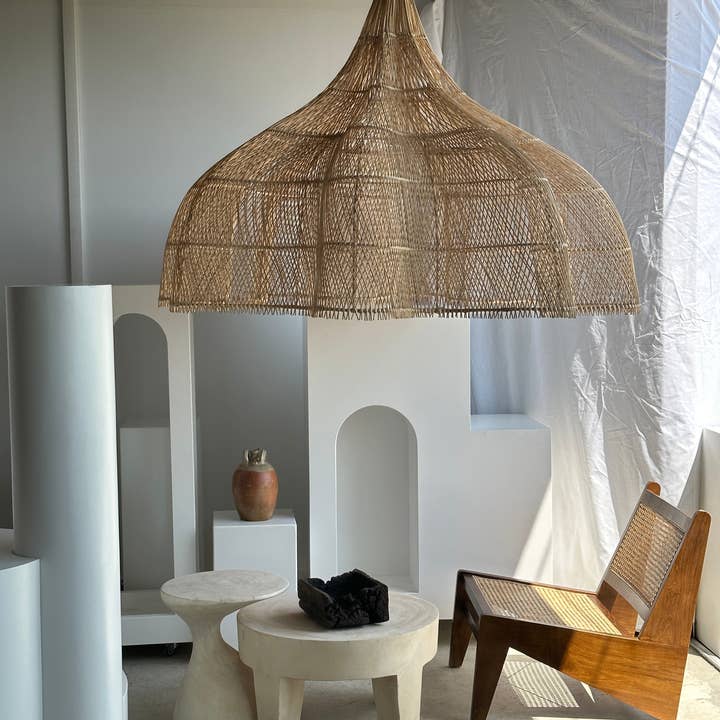 Office Objets - Wholesale Chandelier/Hanging Light - Immense rattan suspension in the shape of a flower, tulip, corolla H:1m; D:1m5078