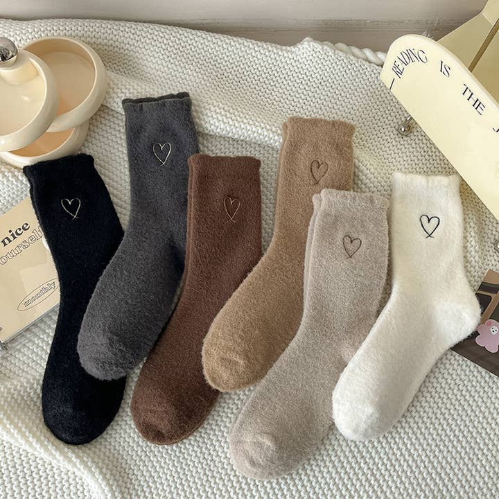 ACCITY - Wholesale Socks - Women's - Heart Plush Socks Women Winter Warm Cozy Home_CWMS028435