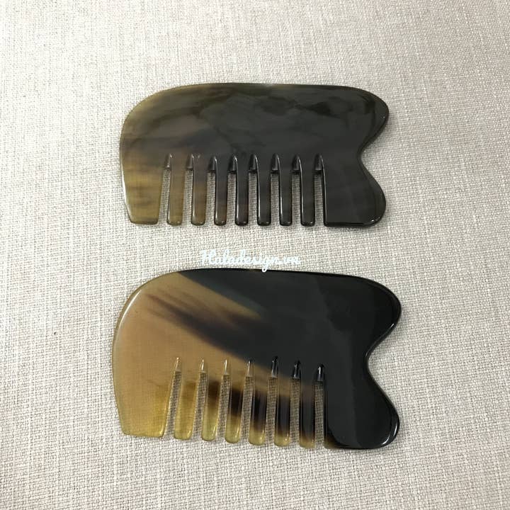 Hala Design - Vente Gua Shas - Peigne guasha en corne de buffle de poche, massage du cuir chevelu
