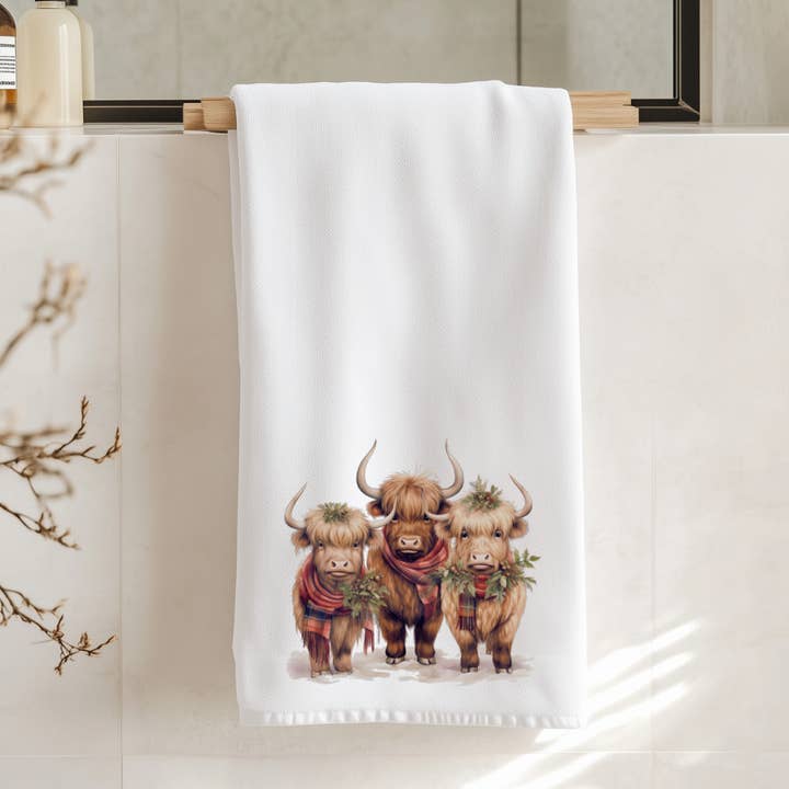 Fernville Creations - Wholesale Hand Towel - Highland Cow Holiday Hand Towel for Bath and Kitchen7
