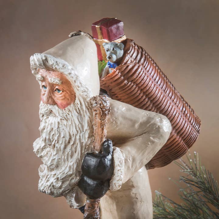 J Devlin Glass Art & Bert Anderson Collection - Wholesale Christmas Decoration - Woodland Santa Figurine - White By Bert Anerson - MB 31