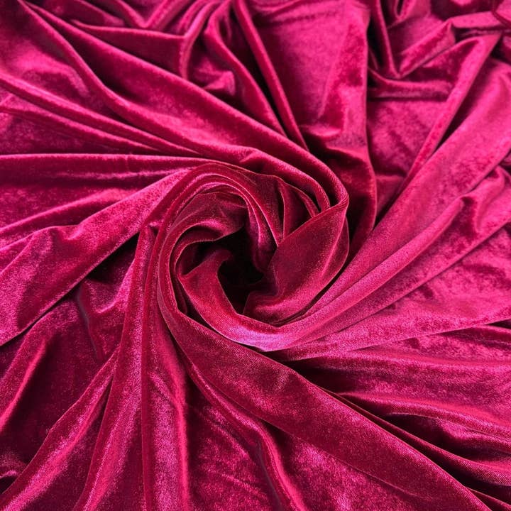 GalaTextile - Wholesale Fabric - Burgundy Stretch Velvet Fabric, Spandex Soft Velvet Fabric-Solid, for Pillows, Scrunchies, Drapes, Dresses, Decorations Premium Quality2