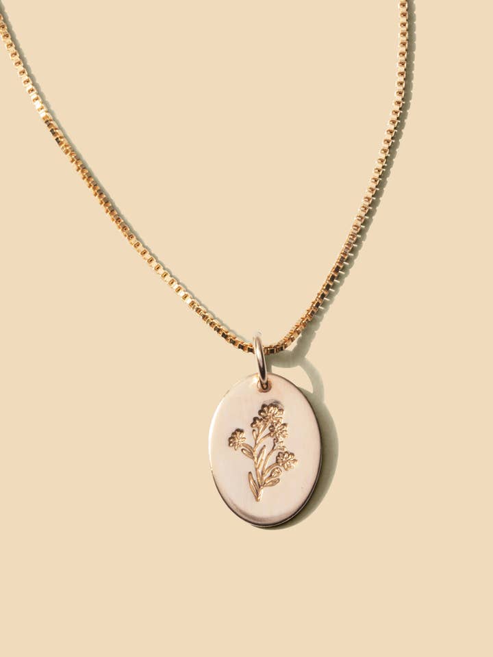 Aster • September Birth Flower Oval Necklace for wholesale by Everly Made
