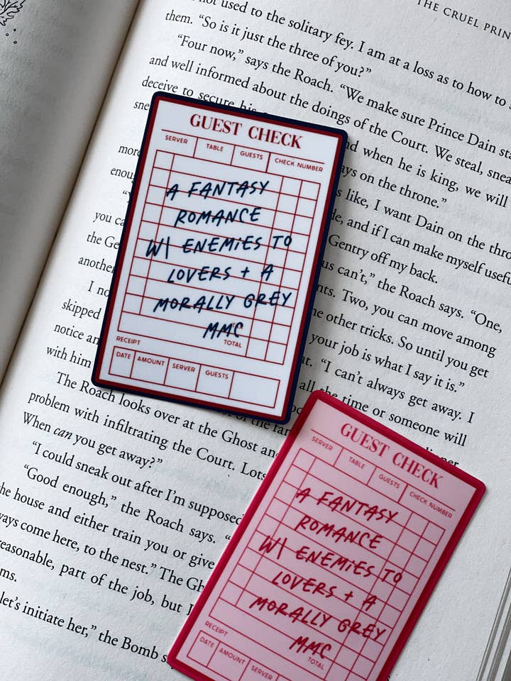 Fantasy Romance Guest Check Sticker for wholesale by Wolf & Wren Co.